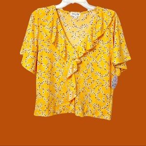 🔥⬇️NWT Love+Joy Frill V-Neck Ditsy Allover Print Crepe Blouse- Marked Down